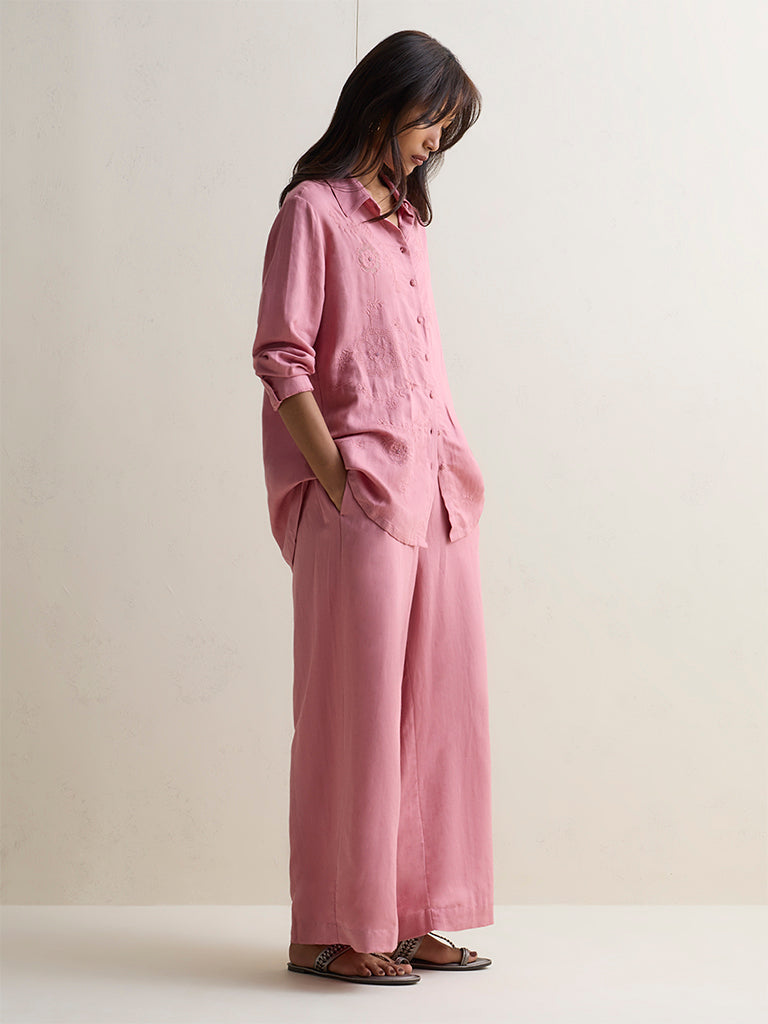 Zuba Pink Solid Palazzos