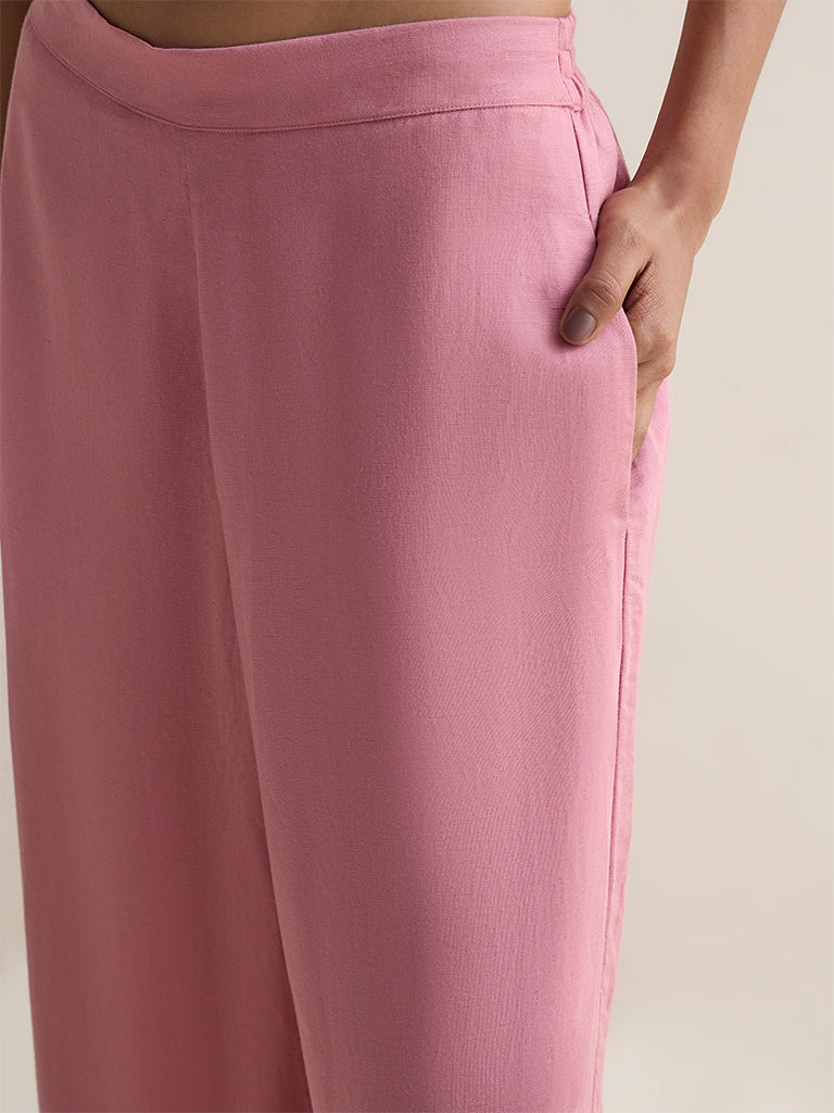 Zuba Pink Solid Palazzos