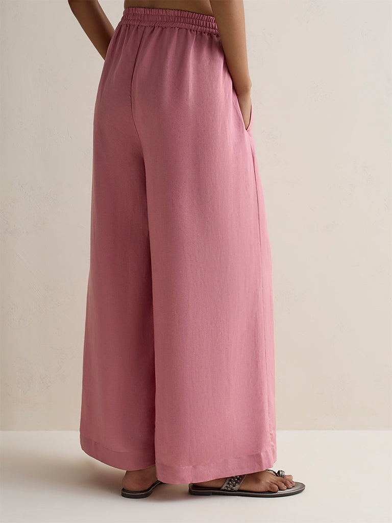 Zuba Pink Solid Palazzos