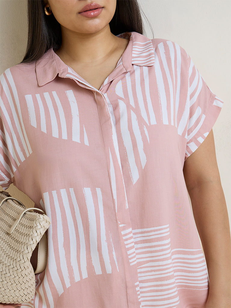 Gia Pink Striped Blouse