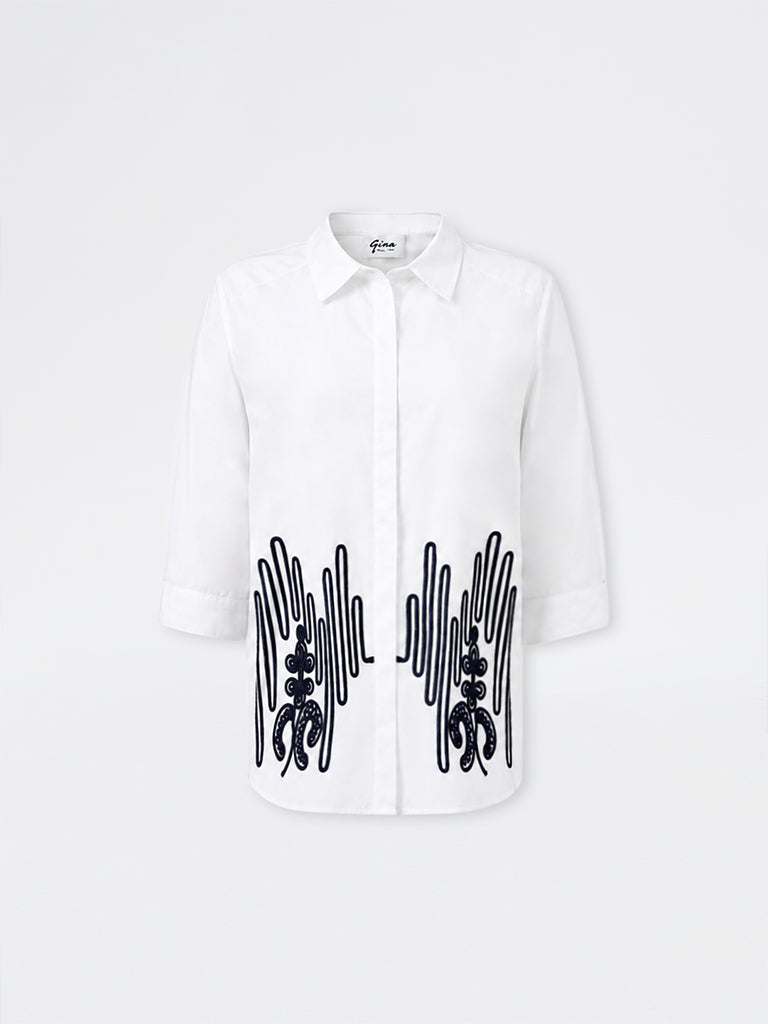 Gia White Embroidered Cotton Shirt