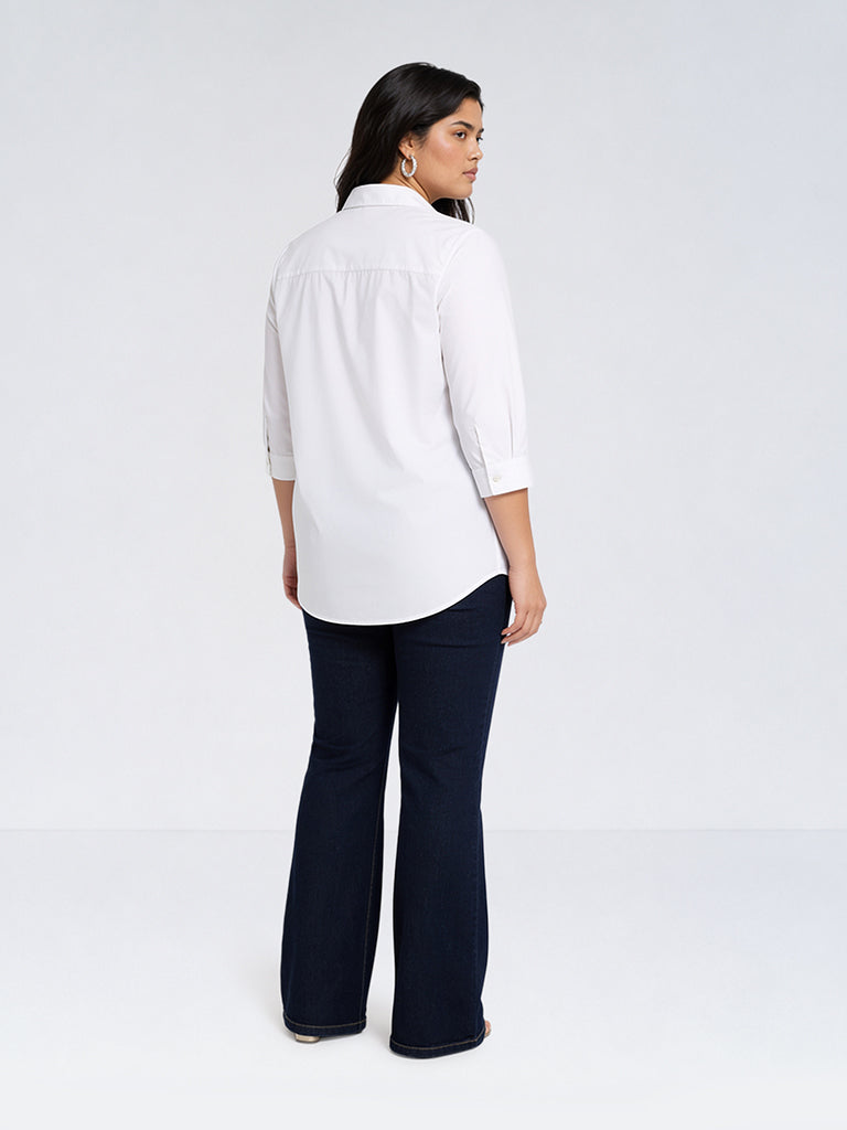 Gia White Embroidered Cotton Shirt