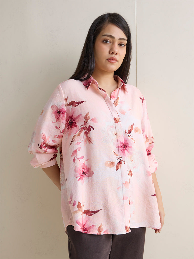 Gia Pink Floral Printed Shirt