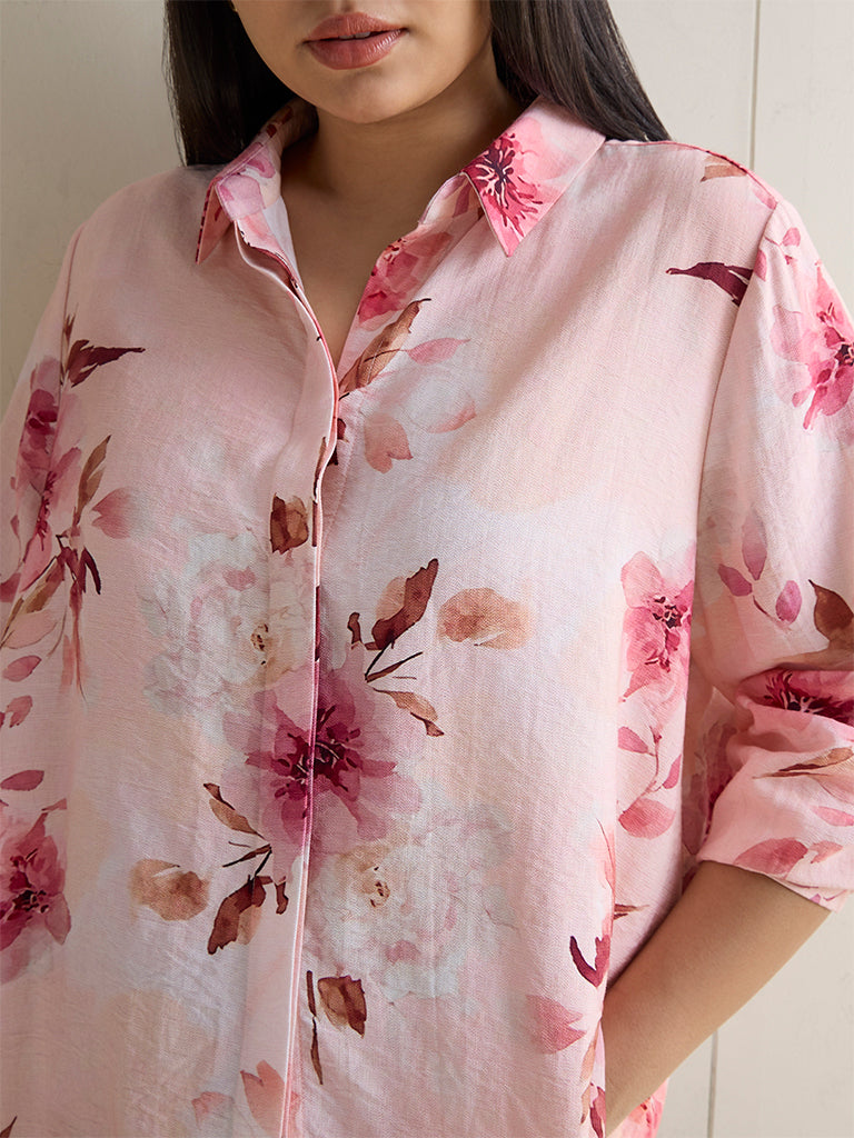 Gia Pink Floral Printed Shirt