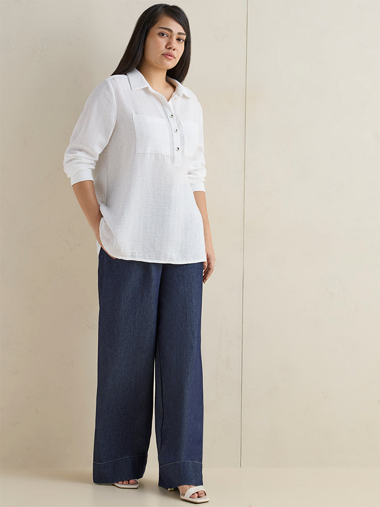 Gia White Textured Blouse
