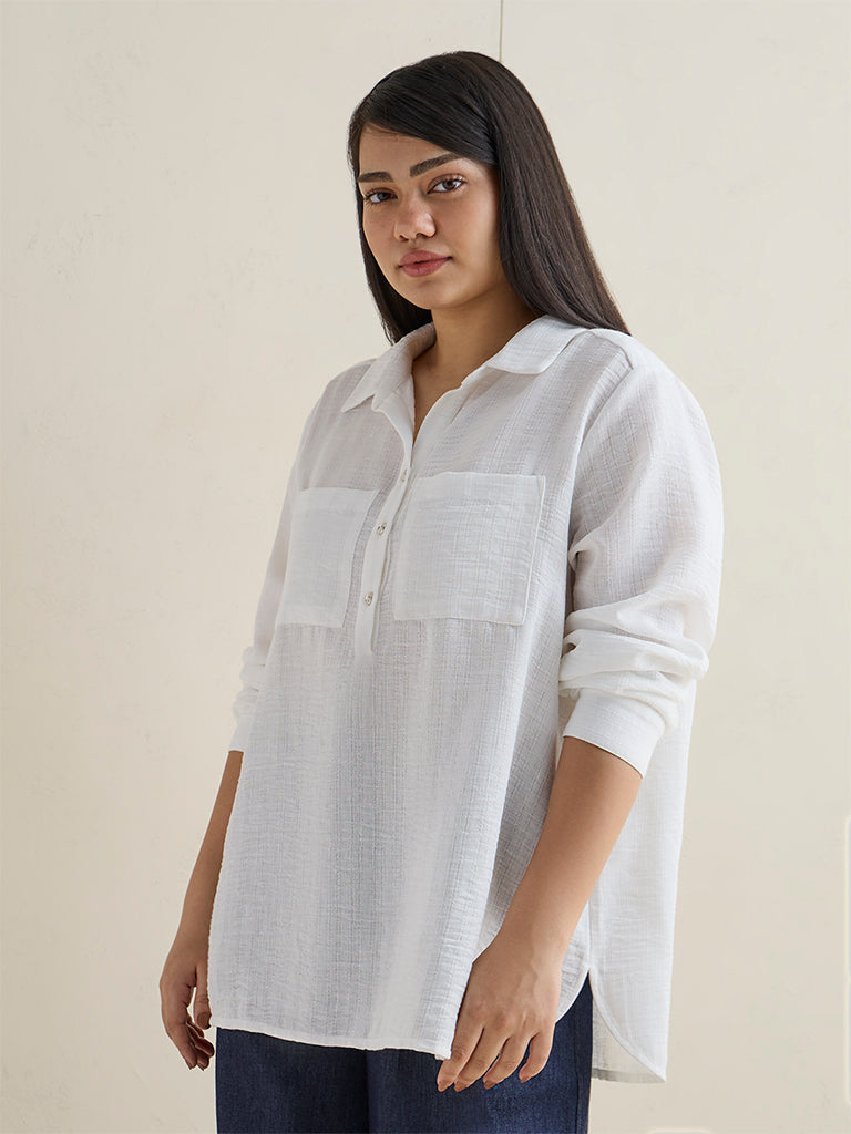 Gia White Textured Blouse