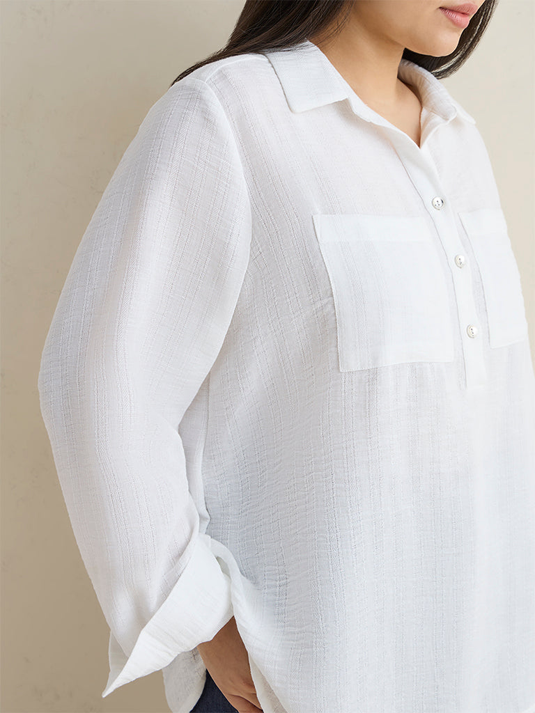 Gia White Textured Blouse