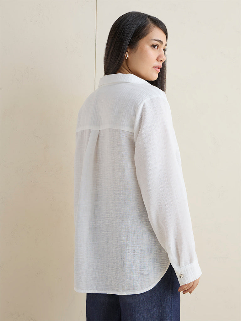 Gia White Textured Blouse