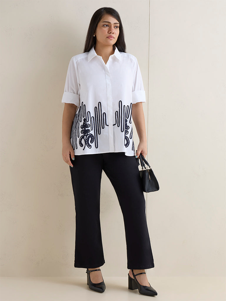 Gia White Embroidered Cotton Shirt