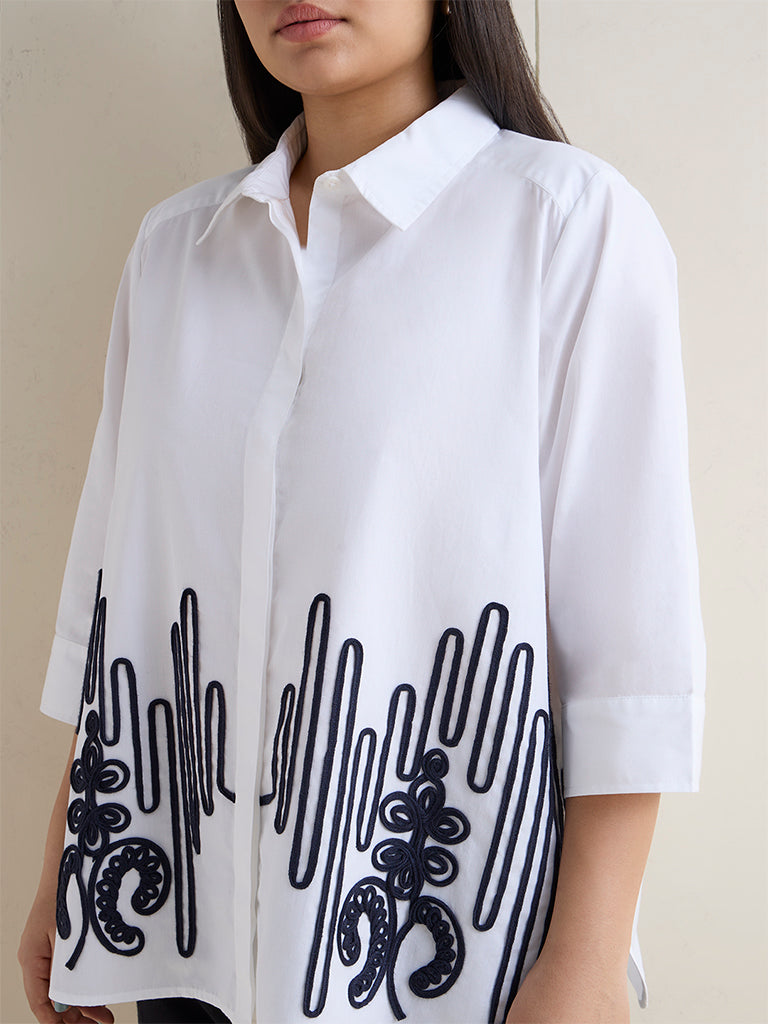 Gia White Embroidered Cotton Shirt