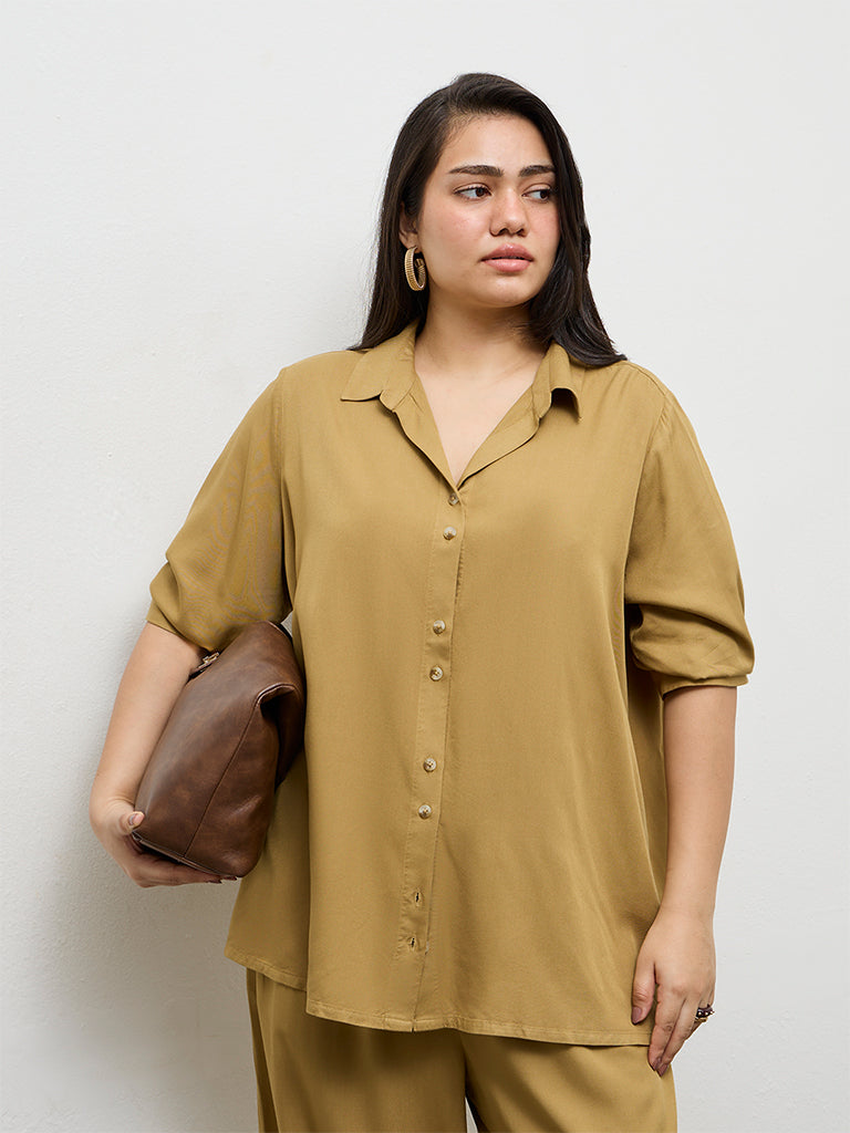Gia Brown Solid Shirt