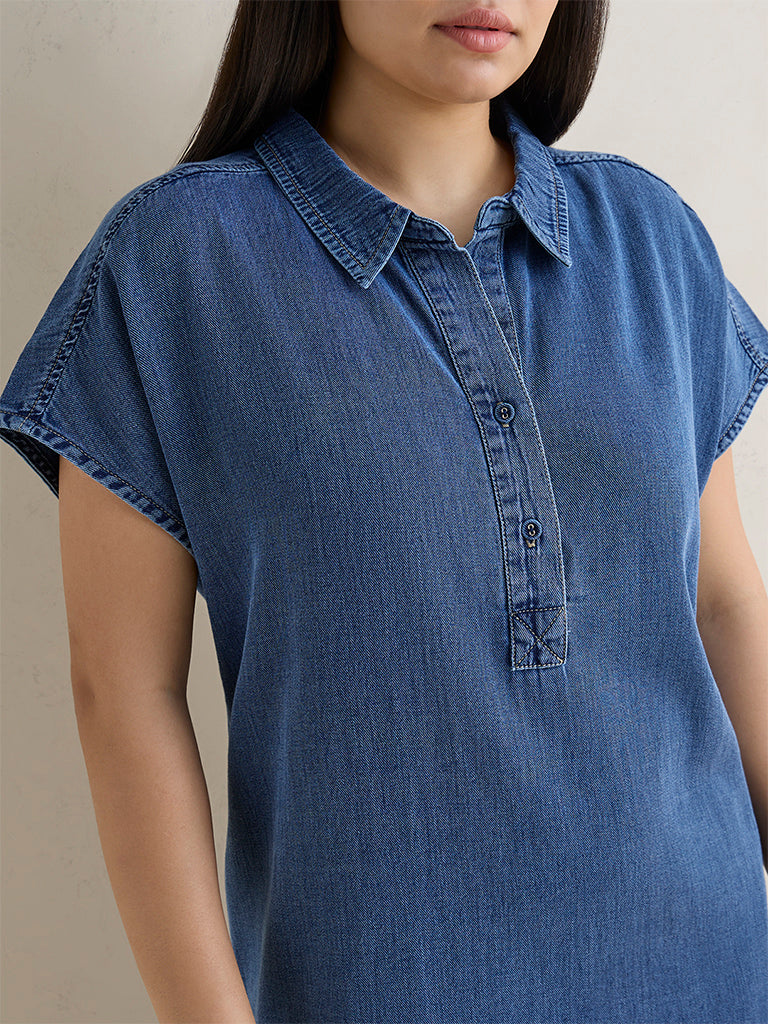 Gia Blue Denim Shirt Dress