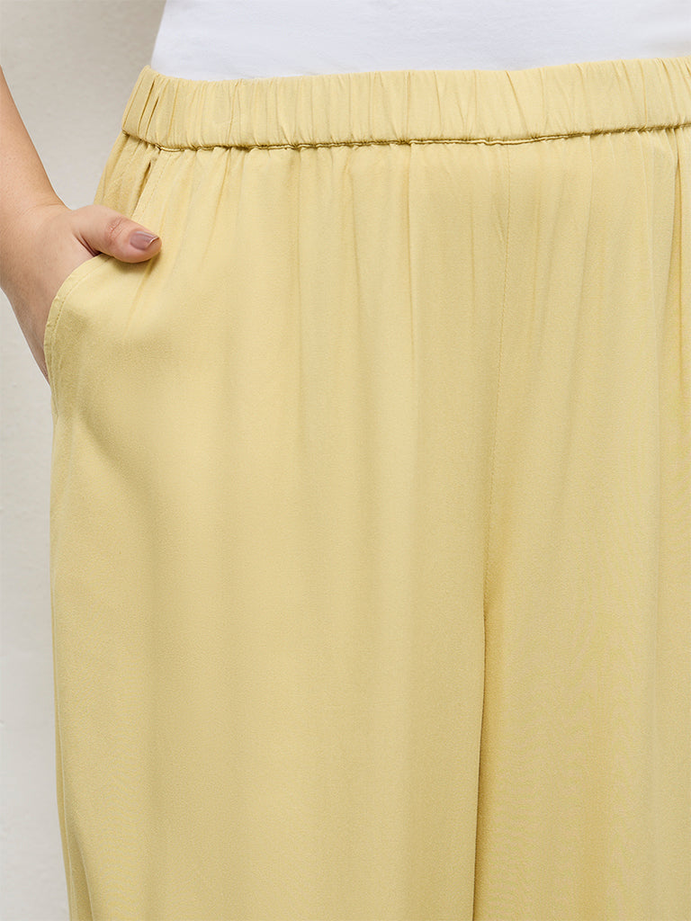 Gia Yellow Solid High-Rise Trousers