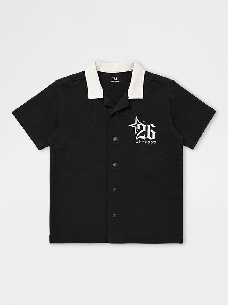Boys Black Printed Shirt