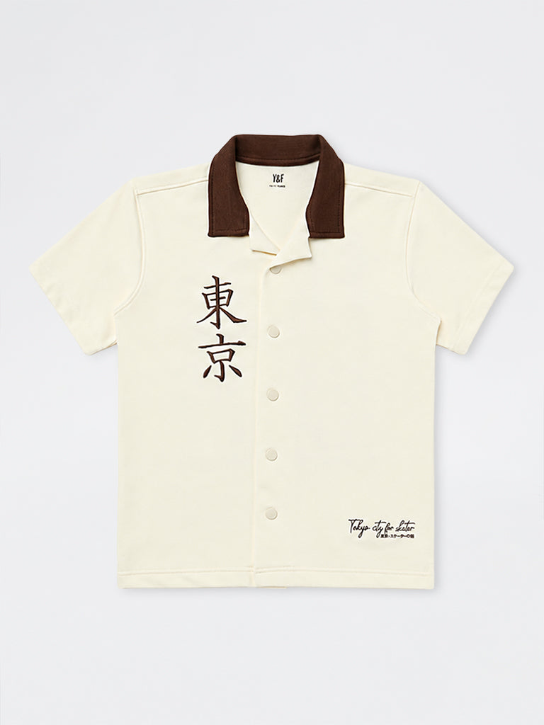 Boys Off-White Japanese-Inspired Printed Shirt