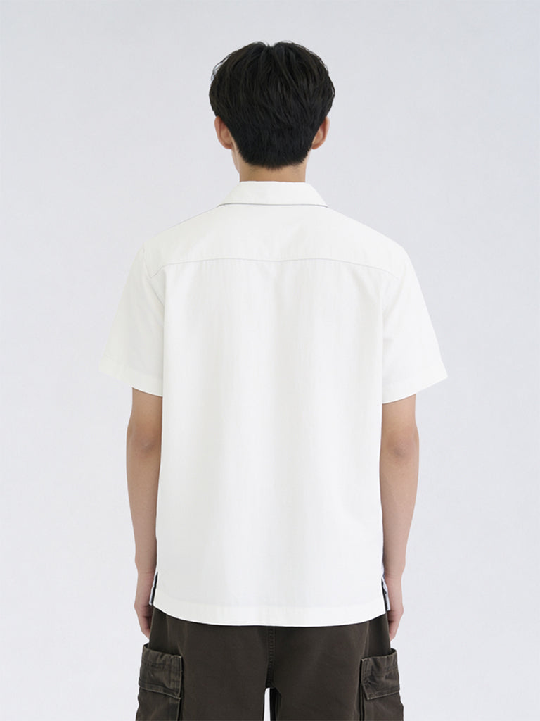 Boys Grey Landscape Printed Shirt