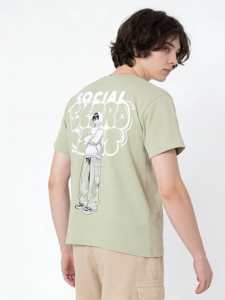 Boys Sage Graphic Print Regular Fit Cotton T-Shirt