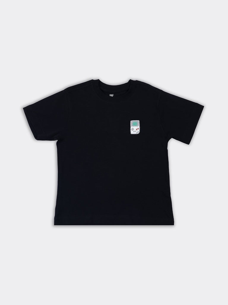 Boys Black Solid Short Sleeve Cotton T-Shirt