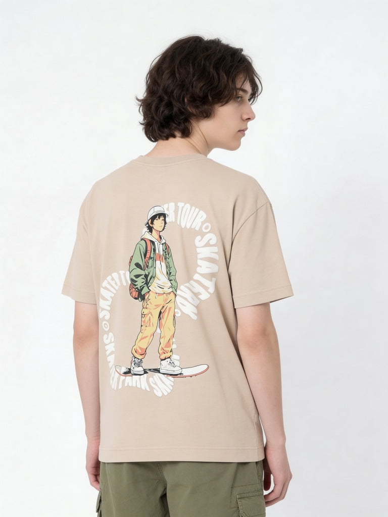 Boys Stone Skater Graphic Regular Fit Cotton T-Shirt