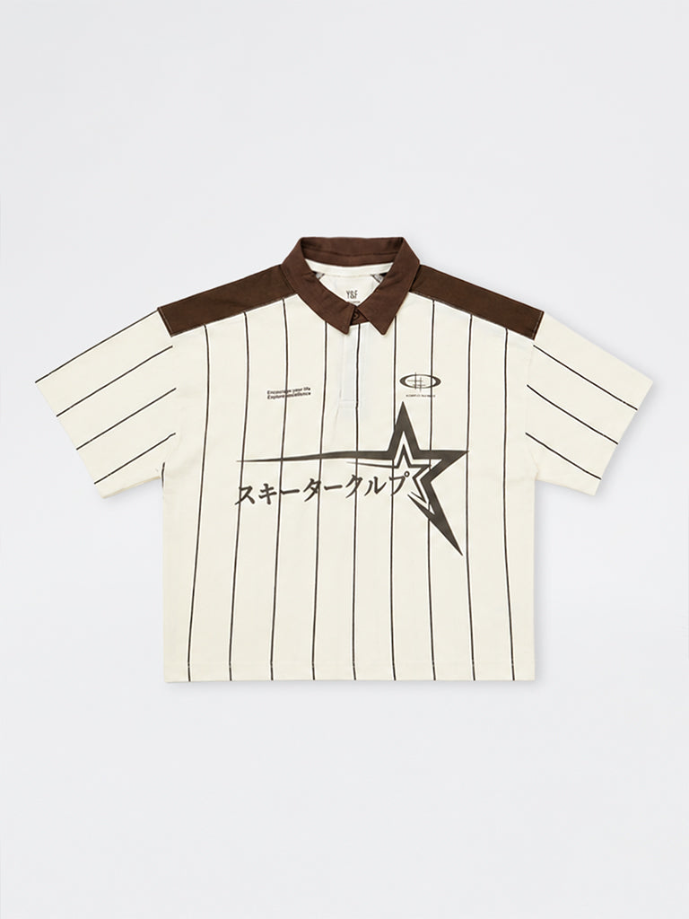 Boys Off-White Printed Cotton Polo T-Shirt