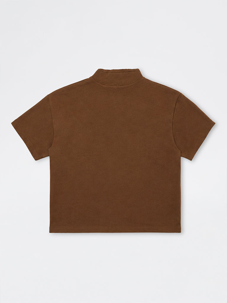Girls Brown Text-Printed Cotton-Blend T-Shirt