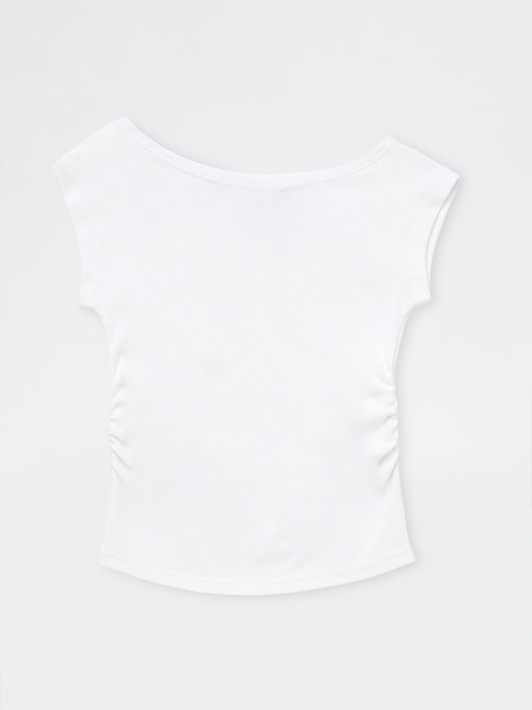 Girls White Star-Printed Cotton-Blend Top