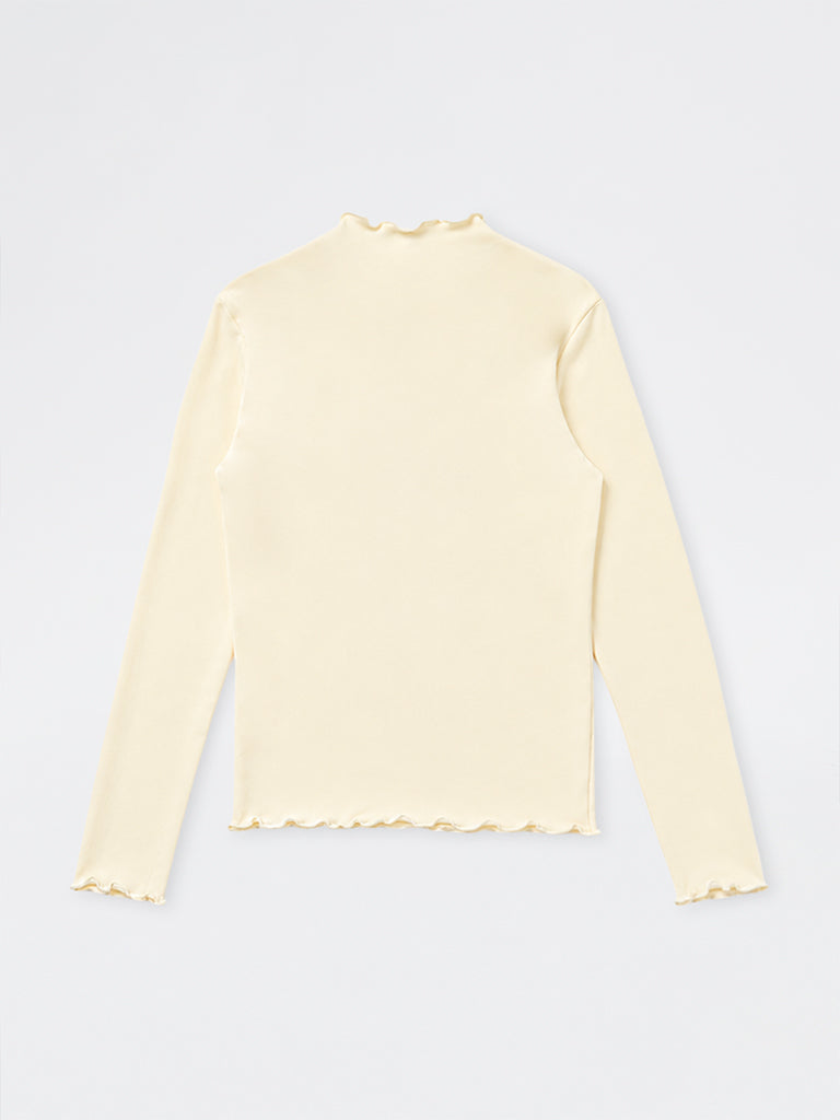 Girls Cream Animal Printed Cotton-Blend Top