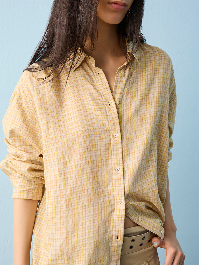 Nuon Yellow Checkered Shirt