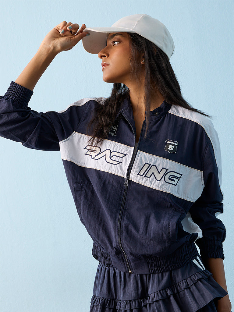 Nuon Navy Race-Inspired Colour-Blocked Jacket