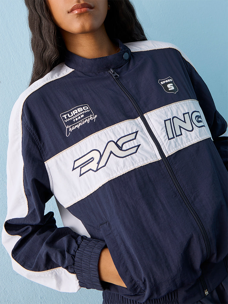 Nuon Navy Race-Inspired Colour-Blocked Jacket