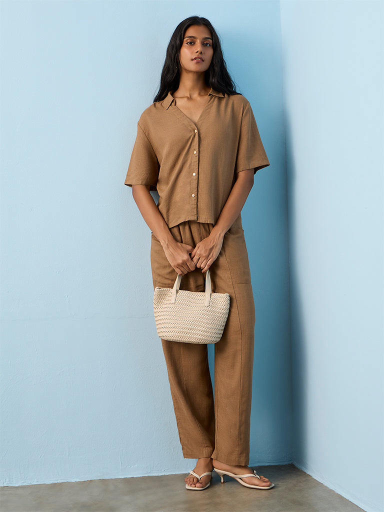 LOV Brown Solid Shirt
