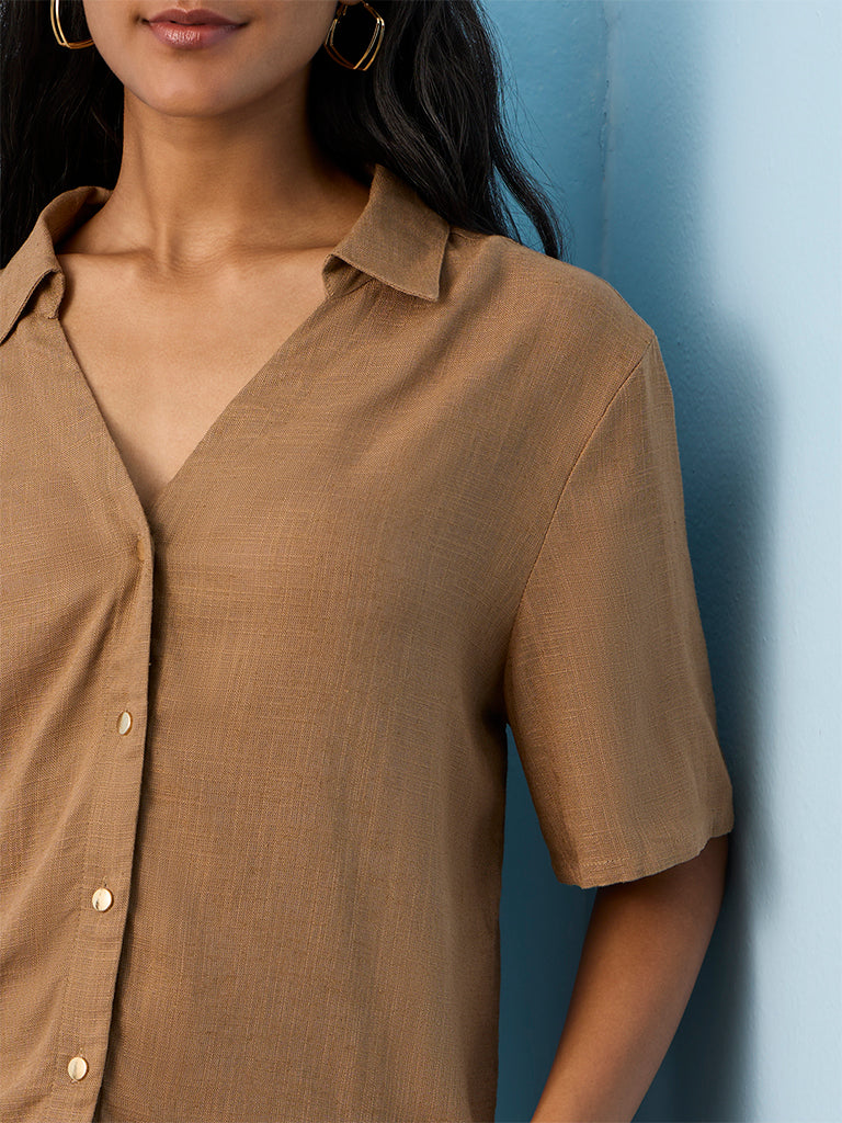 LOV Brown Solid Shirt