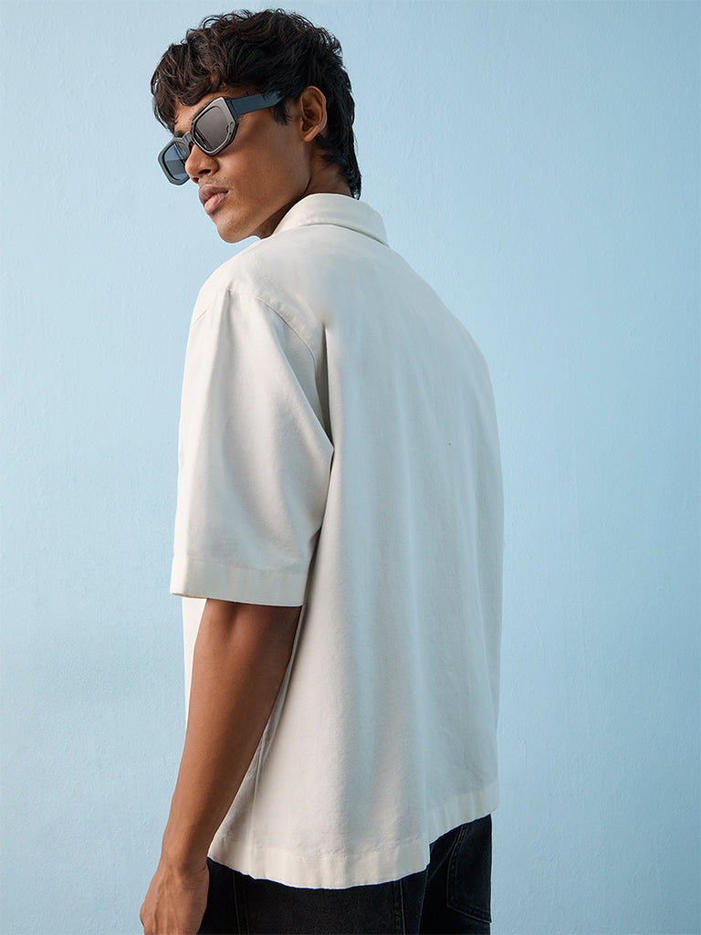 Nuon Off-White Patch-Detail Cotton Shirt