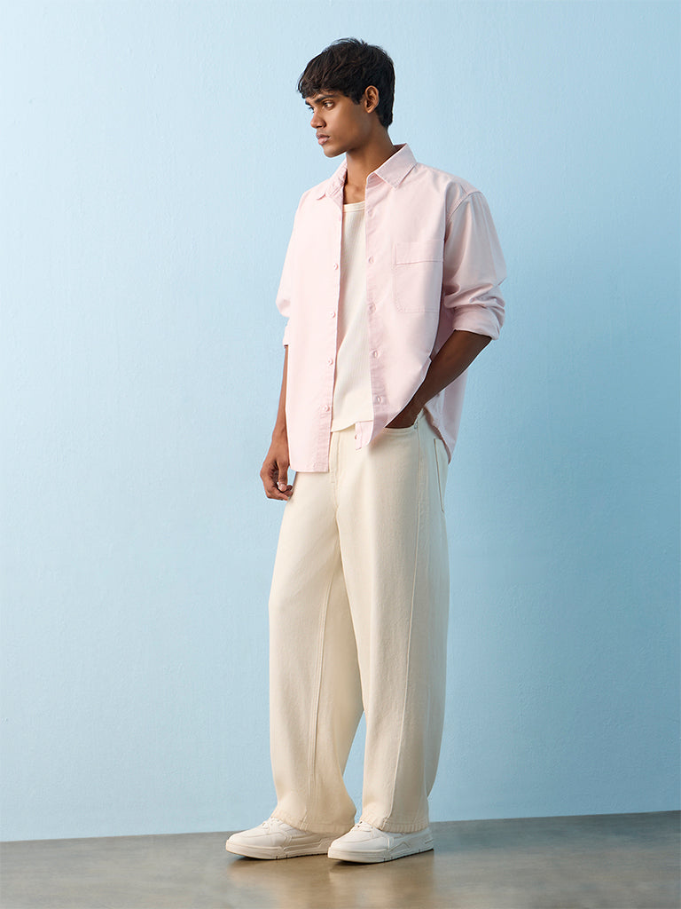 Nuon Pink Relaxed-Fit Cotton Shirt