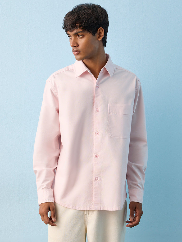 Nuon Pink Relaxed-Fit Cotton Shirt