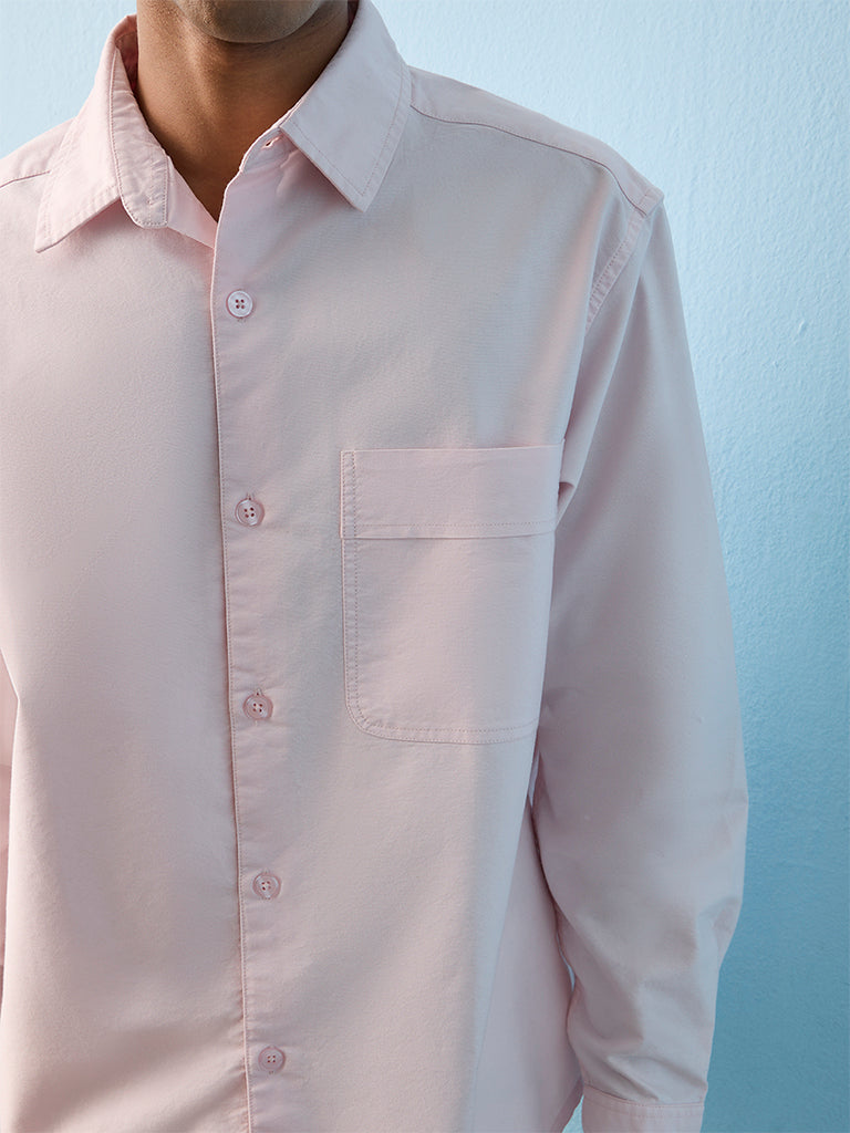 Nuon Pink Relaxed-Fit Cotton Shirt