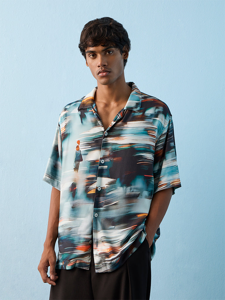 Nuon Multicolour Abstract Printed Relaxed-Fit Shirt