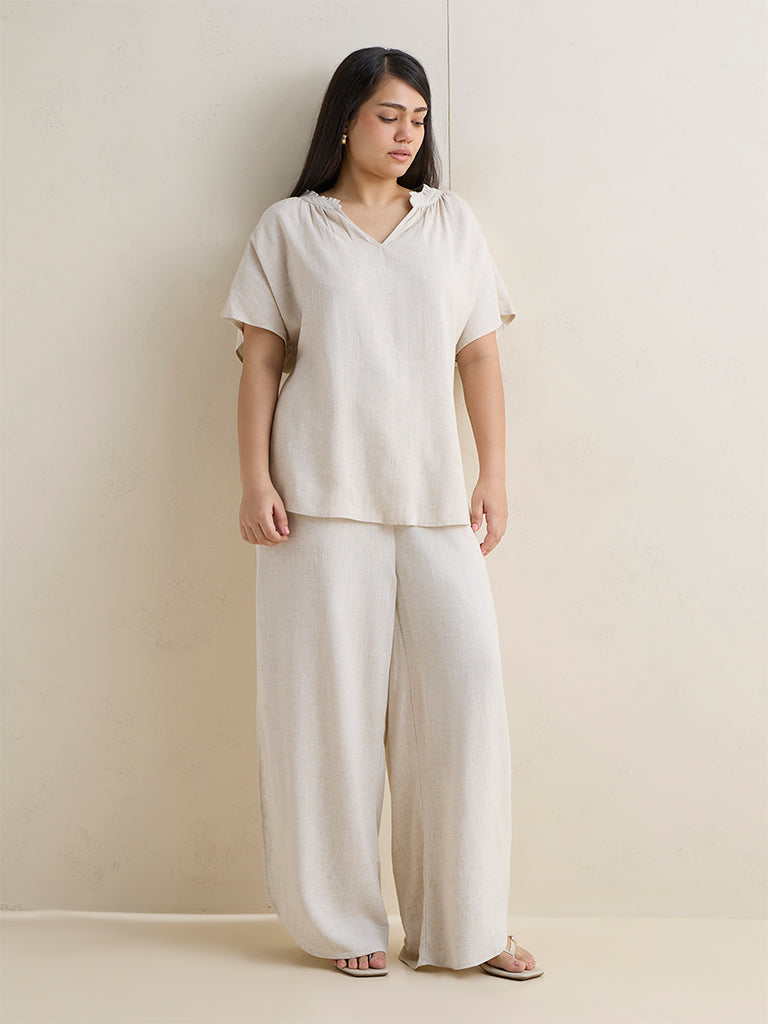 Gia Beige Solid Cotton Top