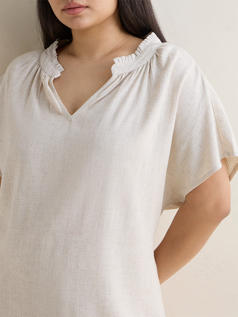 Gia Beige Solid Cotton Top