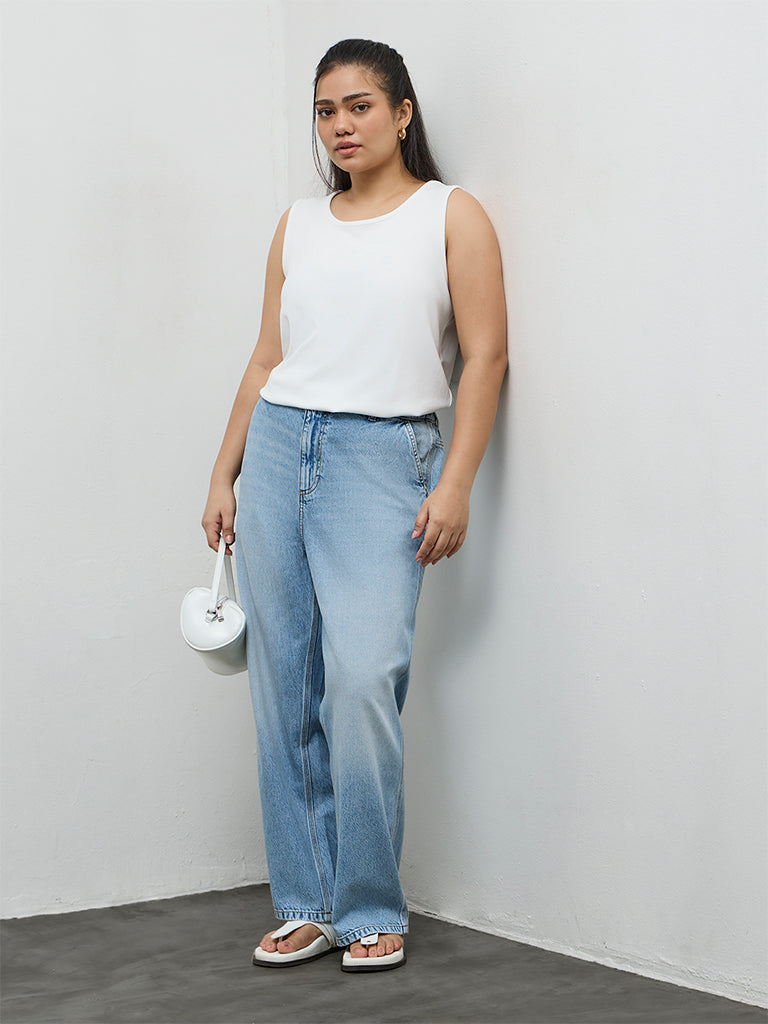 Gia White Ribbed Top