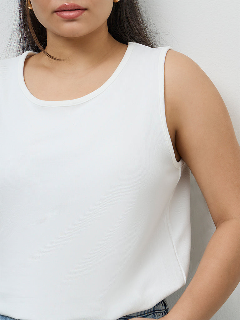 Gia White Ribbed Top
