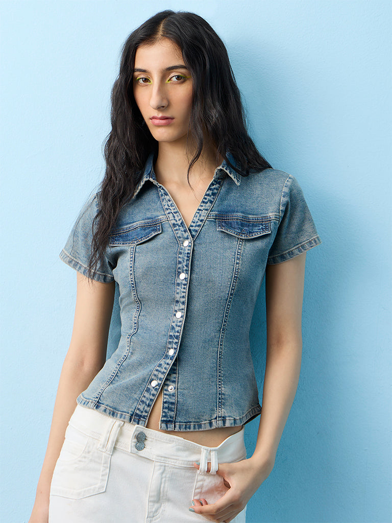 Nuon Blue Denim Blouse