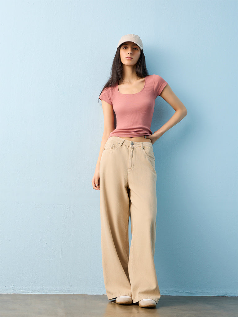 Nuon Light Beige High-Rise Jeans