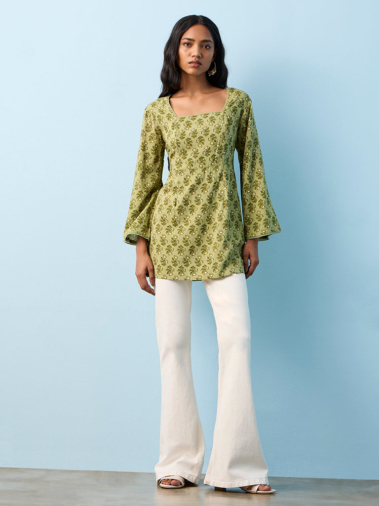 Utsa Sage Botanical Design Kurti