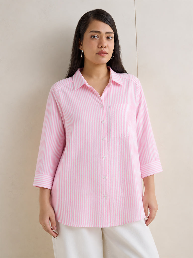 Gia Pink Striped Cotton Shirt