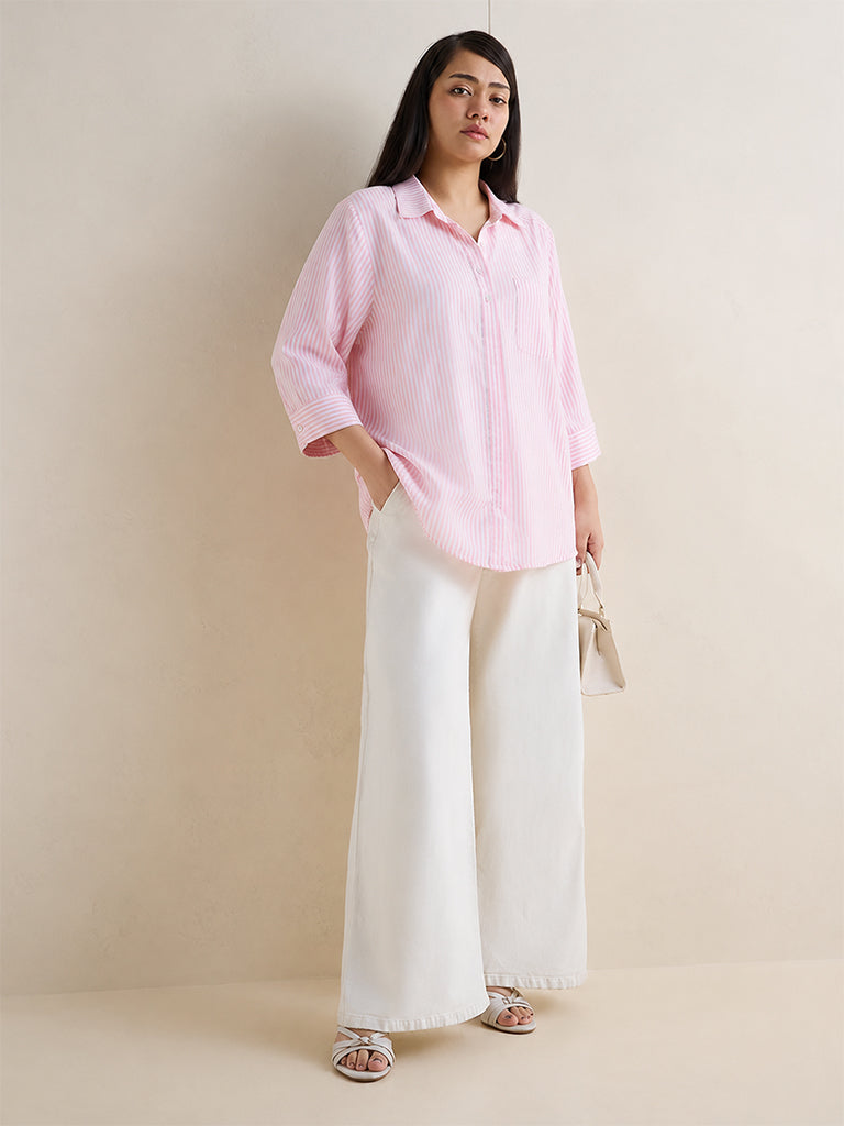 Gia Pink Striped Cotton Shirt