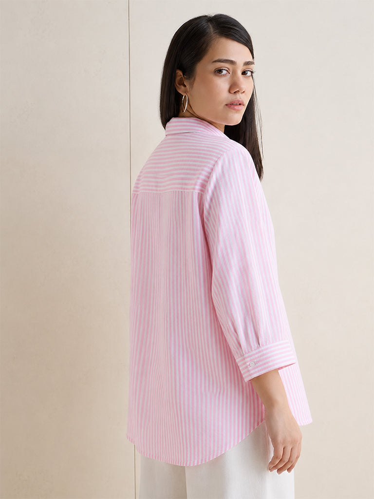 Gia Pink Striped Cotton Shirt