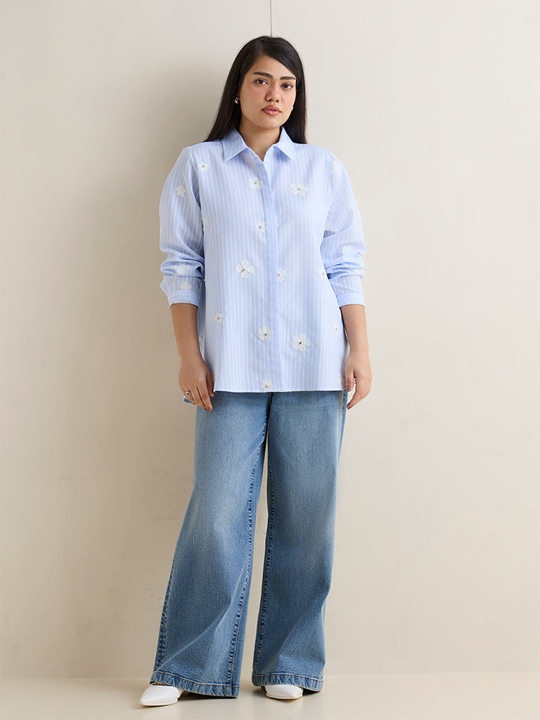 Gia Light Blue Striped Shirt