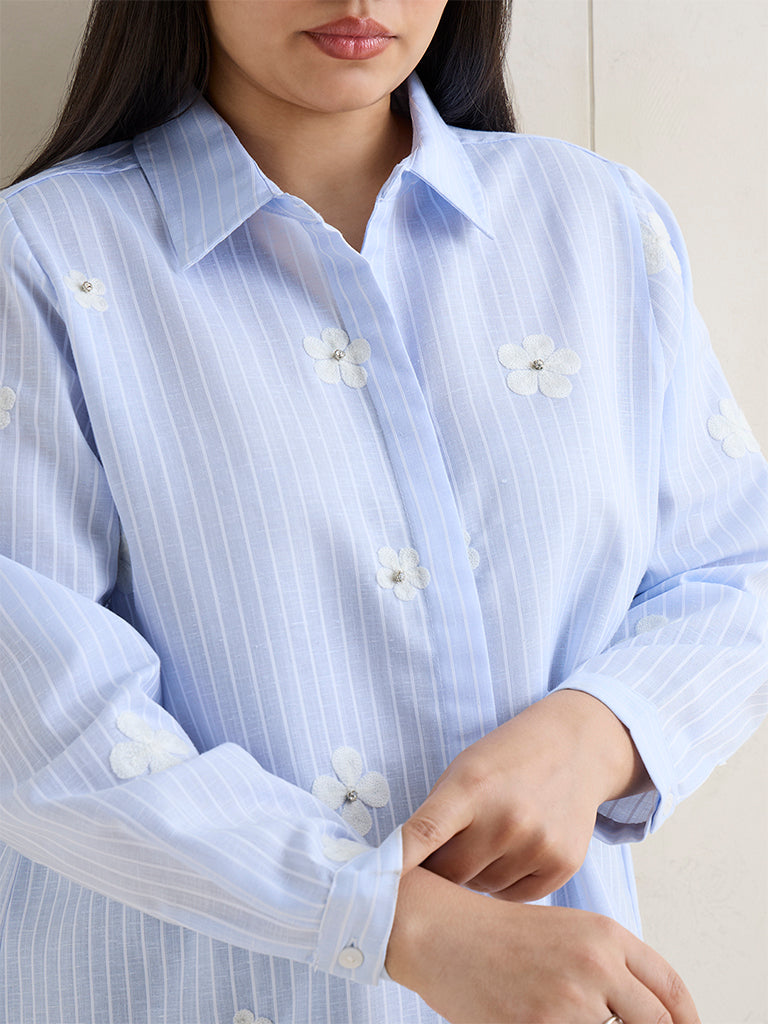 Gia Light Blue Striped Shirt