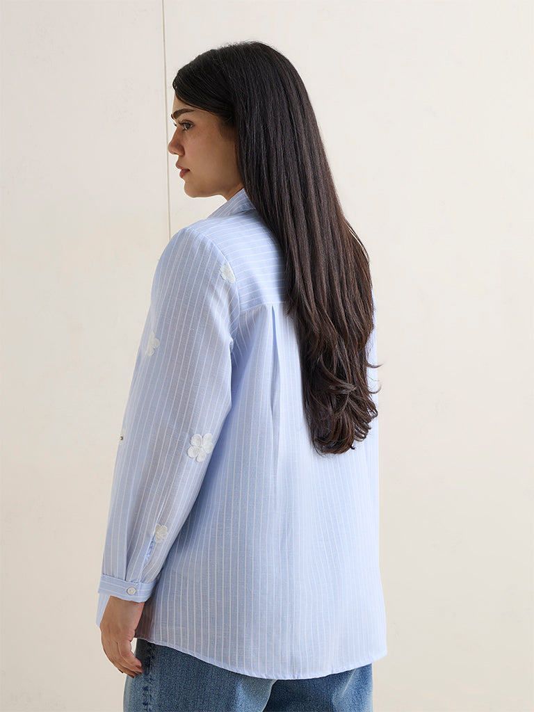 Gia Light Blue Striped Shirt